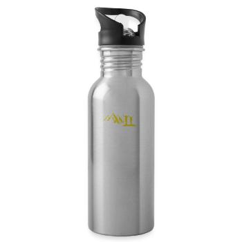 Berge - Glück ist es mit Freunden zu wandern - Trinkflasche mit integriertem Trinkhalm - Lightsilver - Rechts