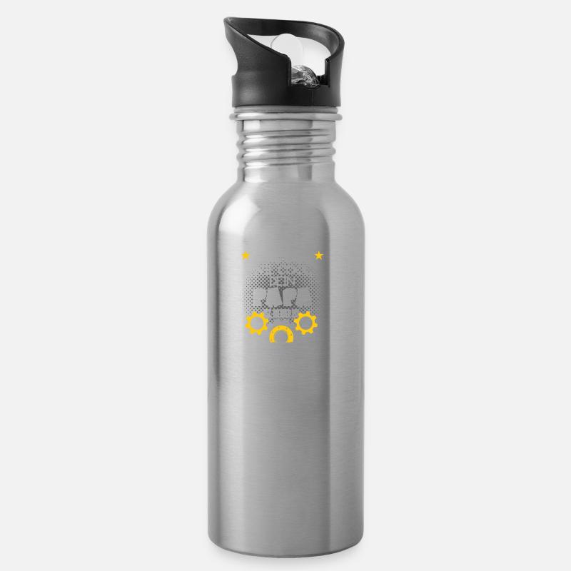 Mein Papa ist Ingenieur - Trinkflasche mit integriertem Trinkhalm - Lightsilver