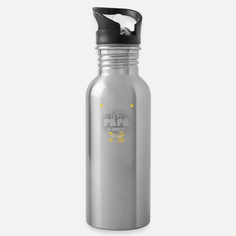Mein Papa ist Schlagzeuger - Trinkflasche mit integriertem Trinkhalm - Lightsilver