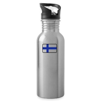 National Flag Of Finland - Water bottle with straw - silver - Right