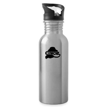 Silhouette Caniche - Noir - Gourde avec paille intégrée - argent clair - Droite