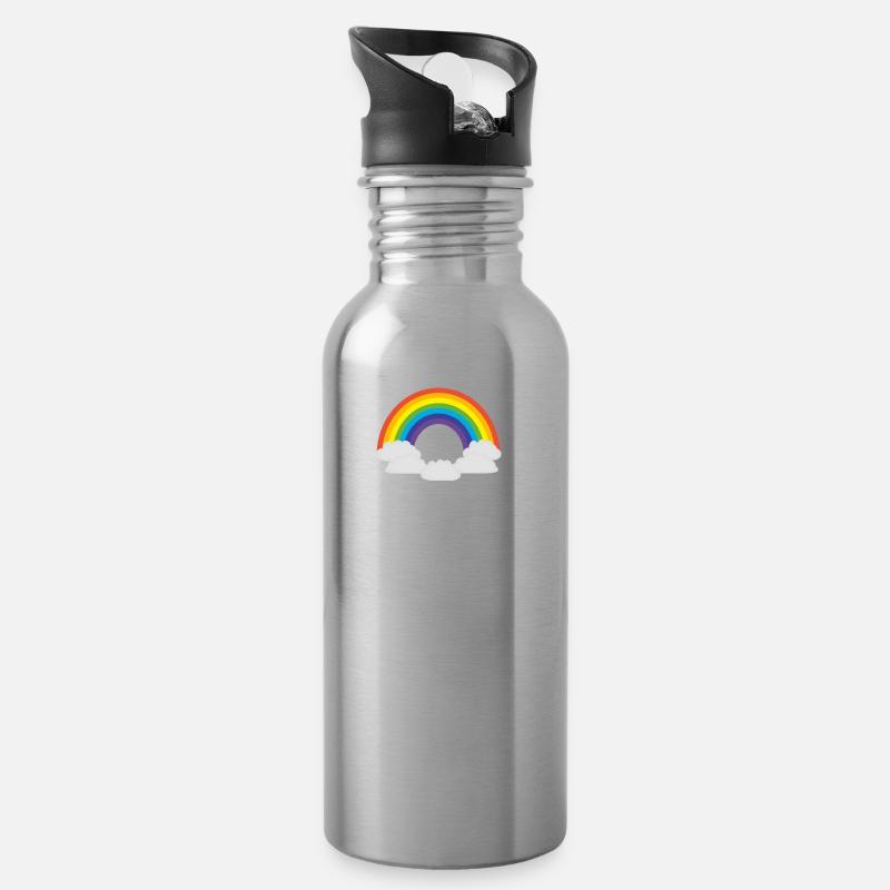 rainbow - Water bottle with straw - silver