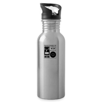 never forget retro vintage kasette vinyl - Trinkflasche mit integriertem Trinkhalm - Lightsilver - Rechts