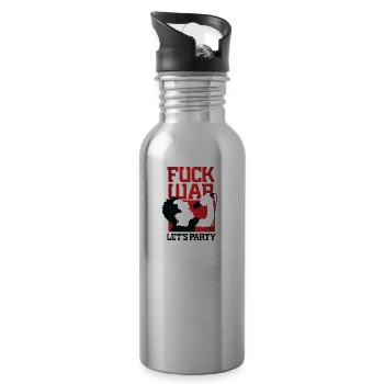 Fuck War. Let Us Party! - Water bottle with straw - silver - Right