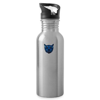 bleu loup - Gourde avec paille intégrée - argent clair - Droite