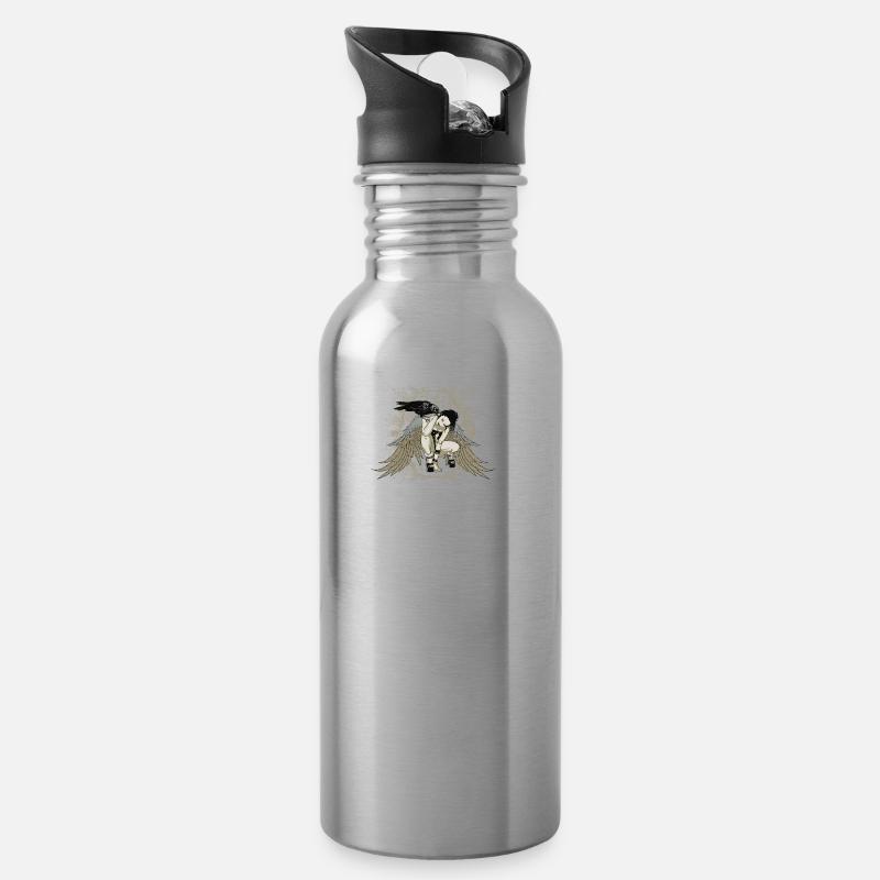 engel - Trinkflasche mit integriertem Trinkhalm - Lightsilver