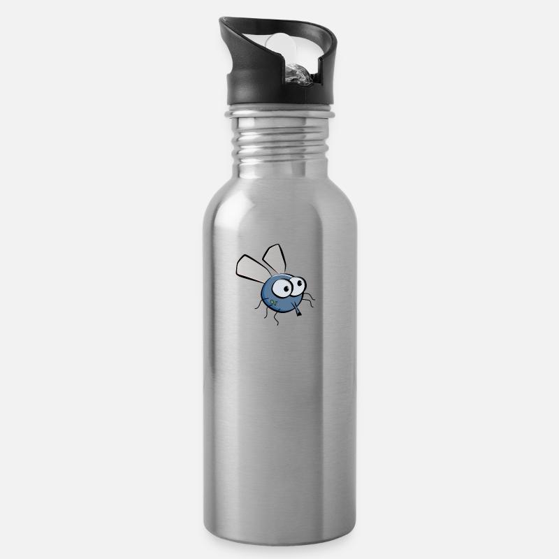 Stubenfliege - Trinkflasche mit integriertem Trinkhalm - Lightsilver