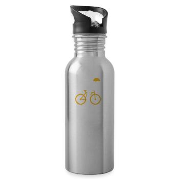 A Racing Cyclist On His Bike - Water bottle with straw - silver - Right