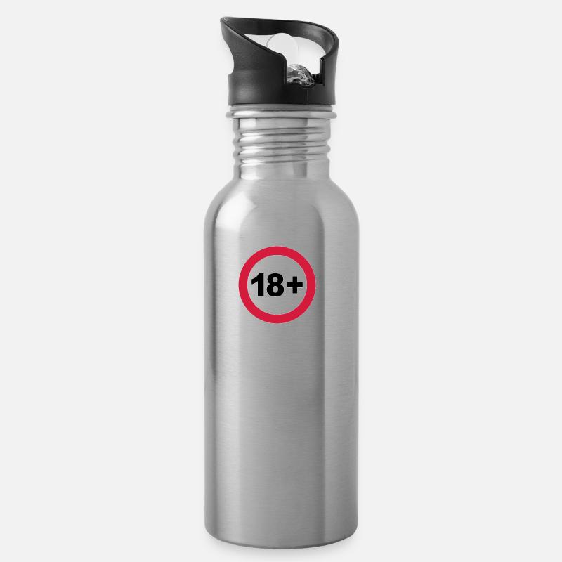 18/18 ans. / 18+ - Gourde avec paille intégrée - argent clair