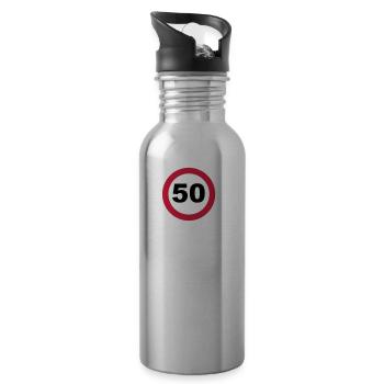 50e anniversaire Verkrehrsschild - Gourde avec paille intégrée - argent clair - Droite