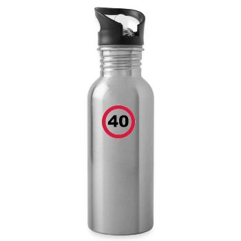 40th birthday - Water bottle with straw - silver - Right