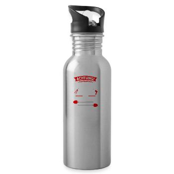Bauarbeiter - Achtung Baustelle fliegendes Werkzeu - Trinkflasche mit integriertem Trinkhalm - Lightsilver - Rechts