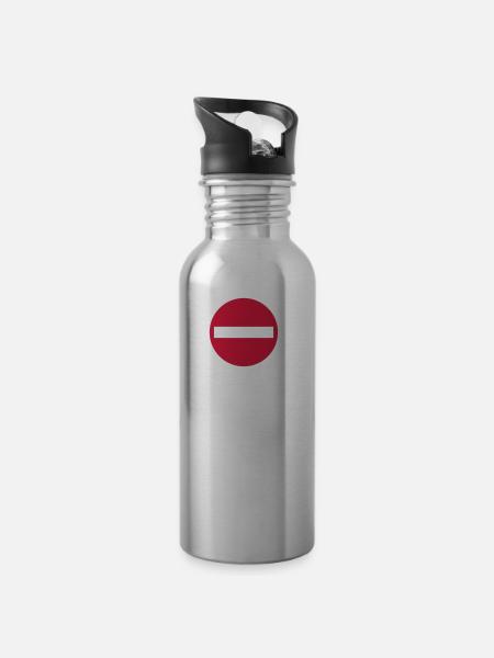 Einbahnstraße Einbahnstrasse Verkehr Schild 2c - Trinkflasche mit integriertem Trinkhalm - Lightsilver