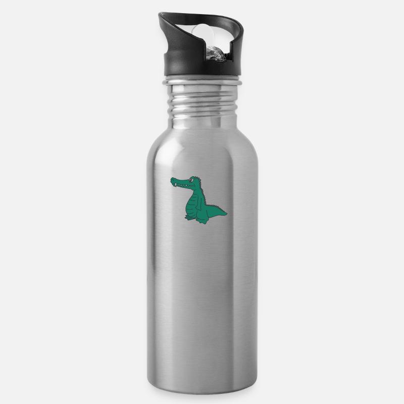 kroko 28 - Trinkflasche mit integriertem Trinkhalm - Lightsilver