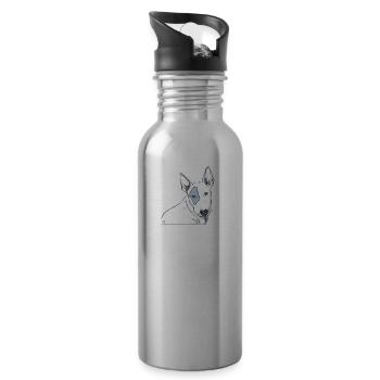 Bull Terrier - Gourde avec paille intégrée - argent clair - Droite