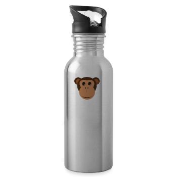 affe schimpanse gorilla pavian orangutan164 - Trinkflasche mit integriertem Trinkhalm - Lightsilver - Rechts