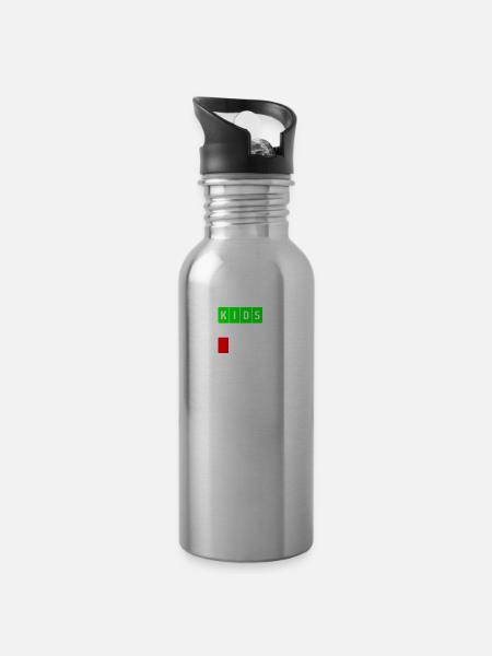 dad kids white - Trinkflasche mit integriertem Trinkhalm -