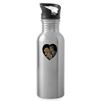 Paar Pop Art - Trinkflasche mit integriertem Trinkhalm - Lightsilver - Rechts