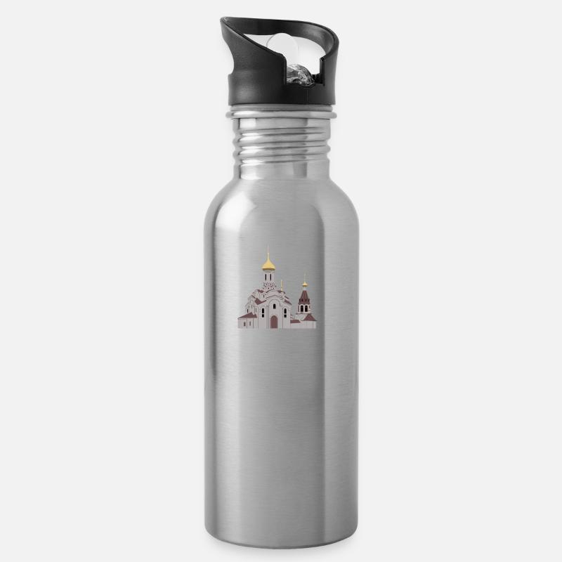 Orthodoxe Kirche - Trinkflasche mit integriertem Trinkhalm - Lightsilver