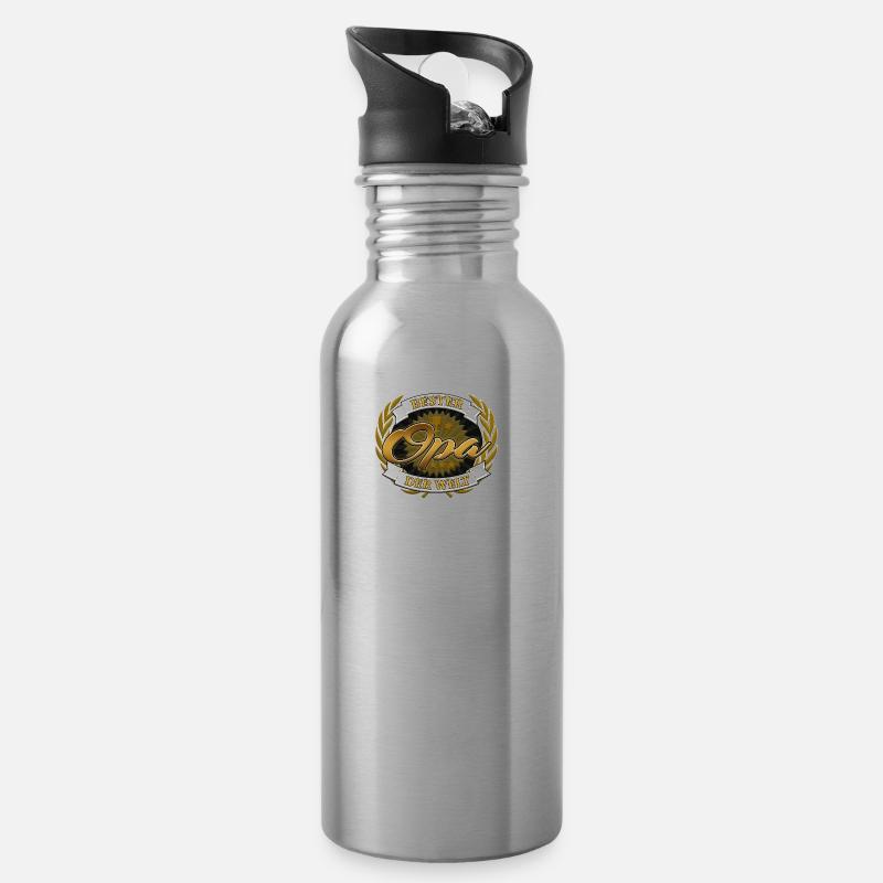 Bester Opa der Welt - Trinkflasche mit integriertem Trinkhalm - Lightsilver