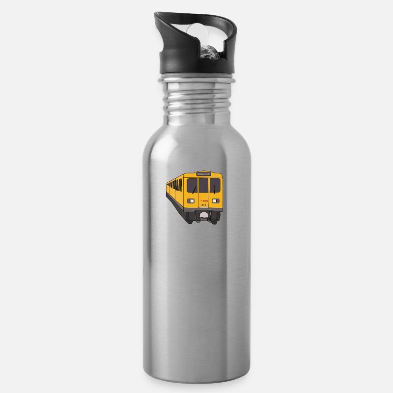 U-Bahn - Trinkflasche mit integriertem Trinkhalm - Lightsilver