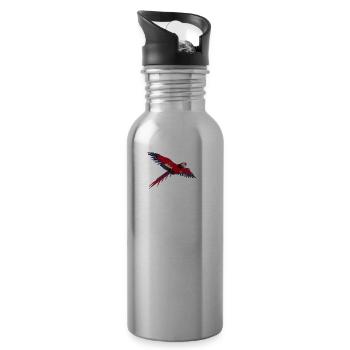 parrot papagei bird vogel1 - Trinkflasche mit integriertem Trinkhalm - Lightsilver - Rechts