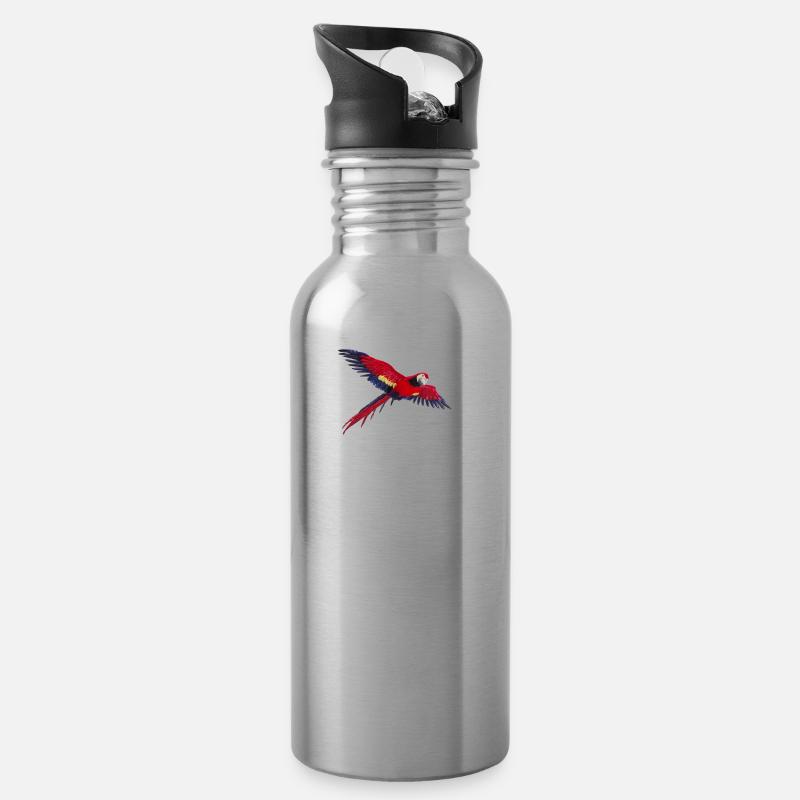 parrot parrot bird bird1 - Water bottle with straw - silver