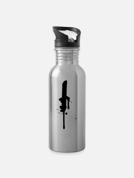 I Strich Linie Graffiti Tropfen Farbklex Spray - Trinkflasche mit integriertem Trinkhalm - Lightsilver
