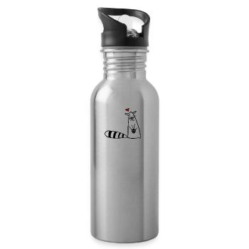 Kätzchen - Trinkflasche mit integriertem Trinkhalm - Lightsilver - Rechts