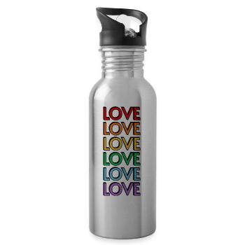 Love 6 rainbow colors gay pride - Water bottle with straw - silver - Right