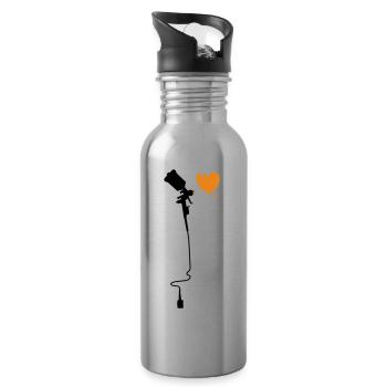 airbrushherz_2f - Trinkflasche mit integriertem Trinkhalm - Lightsilver - Rechts