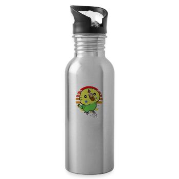 Budgie unicorn - Water bottle with straw - silver - Right