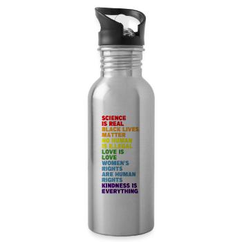 Pride Rainbow Regenbogen Gay LGBT Kleidung Mann - Trinkflasche mit integriertem Trinkhalm - Lightsilver - Rechts