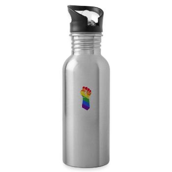 Pride LGBT Sort Cadeau Droits Queer - Gourde avec paille intégrée - argent clair - Droite