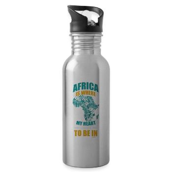 Africa Is Where My Heart Wants To be In - Trinkflasche mit integriertem Trinkhalm - Lightsilver - Rechts