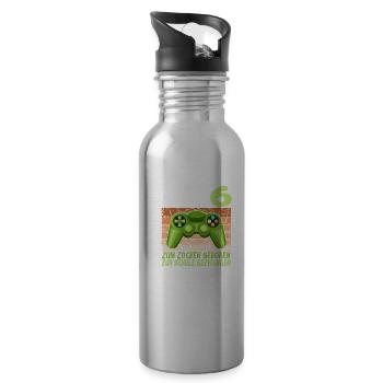 6. Geburtstag Gamer zur Schule gezwungen - Trinkflasche mit integriertem Trinkhalm - Lightsilver - Rechts