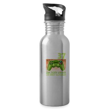 37. Geburtstag Gamer zur Arbeit gezwungen - Trinkflasche mit integriertem Trinkhalm - Lightsilver - Rechts