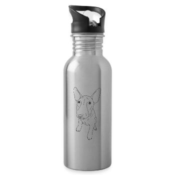 Bullterrier Puppy - Trinkflasche mit integriertem Trinkhalm - Lightsilver - Rechts