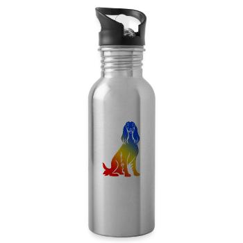 Afghan Hound Hund Bunt - Trinkflasche mit integriertem Trinkhalm - Lightsilver - Rechts