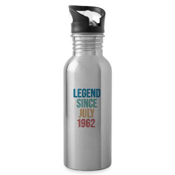 Juli 1962 - 60. Geburtstag Geschenk. Awesome. - Trinkflasche mit integriertem Trinkhalm - Lightsilver - Rechts