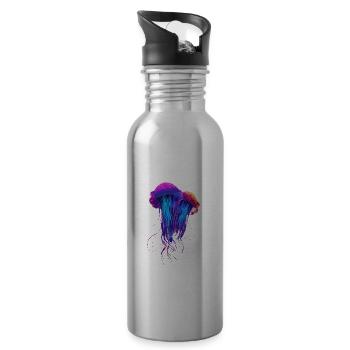Qualle Schwarm Sea Beach Meduse Marine Diver - Trinkflasche mit integriertem Trinkhalm - Lightsilver - Rechts