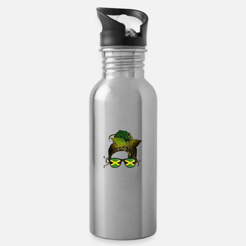 Jamaika - Trinkflasche mit integriertem Trinkhalm - Lightsilver
