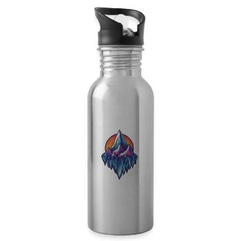 Eisberge Symbol Berge - Trinkflasche mit integriertem Trinkhalm - Lightsilver - Rechts