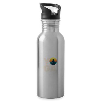 Regenbogen-Retro-Schriftzug Yoga mit Ornamenten - Trinkflasche mit integriertem Trinkhalm - Lightsilver - Rechts