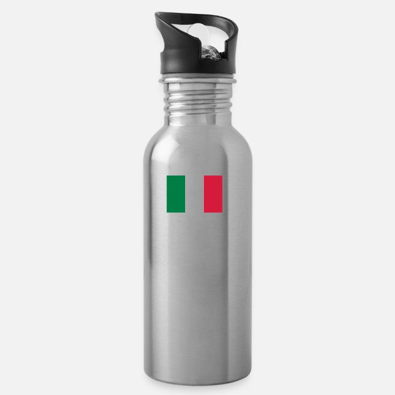 Drapeau national d'Italie - Gourde avec paille intégrée - argent clair