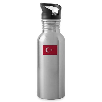 Nationalflagge der Türkei - Trinkflasche mit integriertem Trinkhalm - Lightsilver - Rechts
