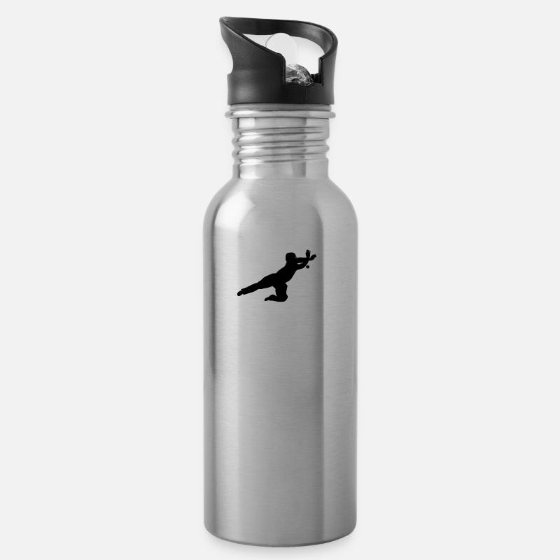 Floorball - Trinkflasche mit integriertem Trinkhalm - Lightsilver