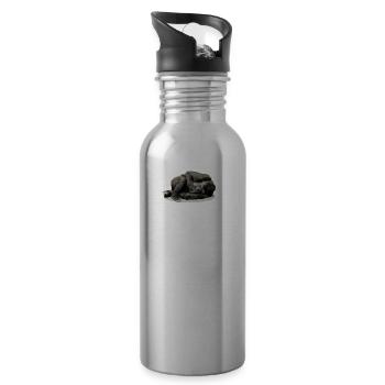 affe schimpanse gorilla pavian orangutan262 - Trinkflasche mit integriertem Trinkhalm - Lightsilver - Rechts