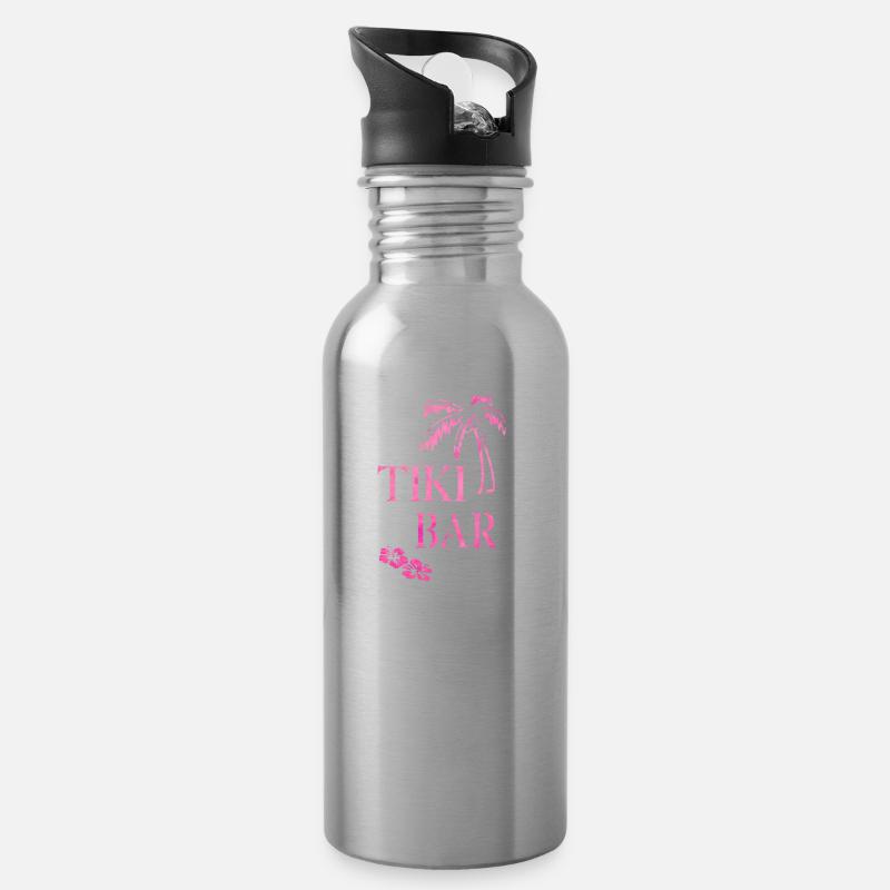 Tiki Bar - Trinkflasche mit integriertem Trinkhalm - Lightsilver