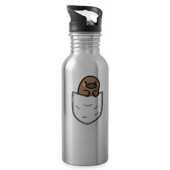 Ornithorynque en poche Poitrine Pocket Duck Cadeau - Gourde avec paille intégrée - argent clair - Droite